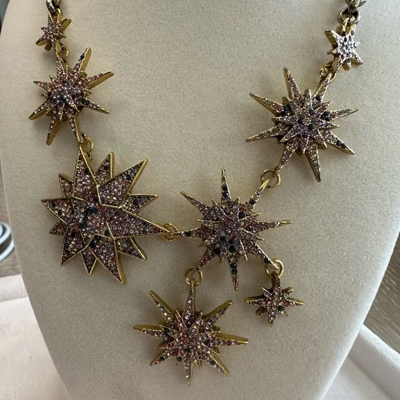 NEW! ✨ Anthropologie Gold and Pink Starburst Necklace - Picture 2 of 3